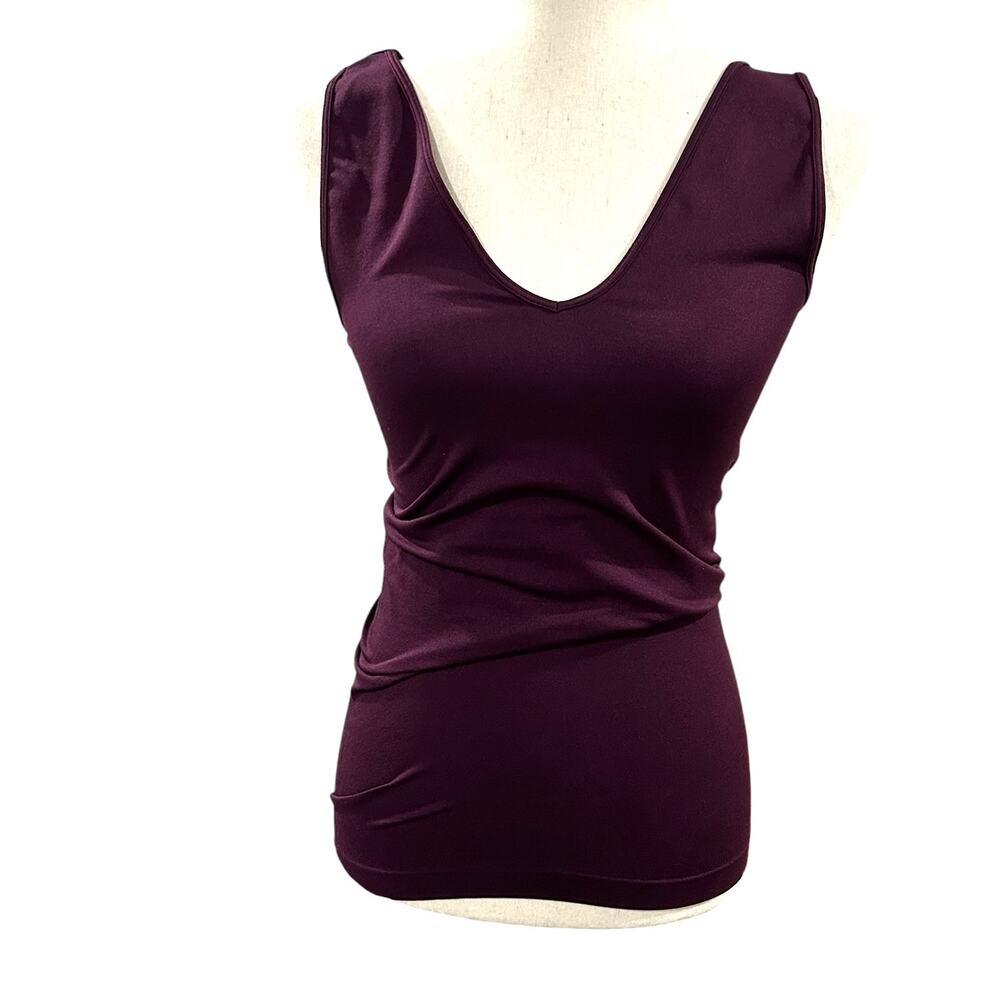 Skinnytees Basic V Neck Tank Top Super Stretchy One Size Egglant EUC
